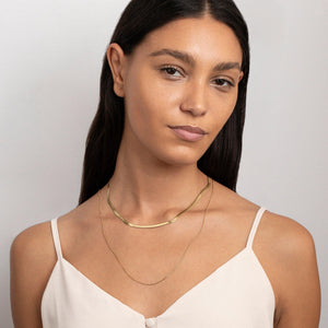 Herringbone Necklace with Slim Layered Chain - Dual Chain - Glamour Jewelry House