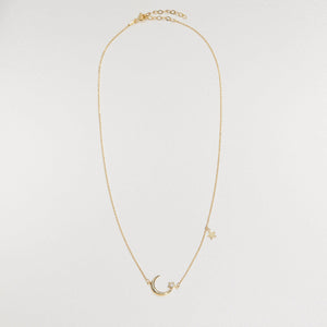 Moon and Star Necklace - 18K Gold Vermeil - Glamour Jewelry House