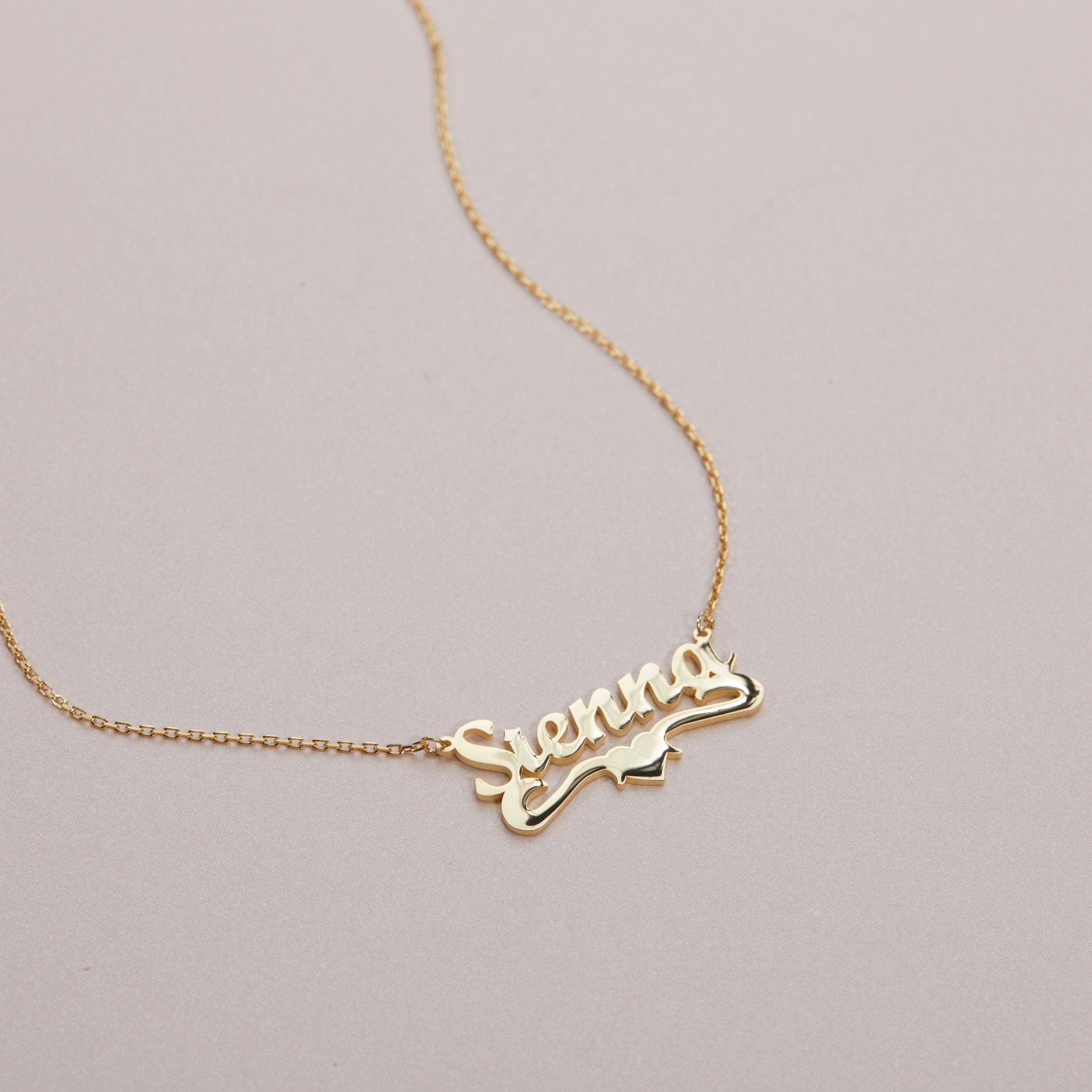 Name Necklace with Heart - 18K Gold Vermeil - Glamour Jewelry House
