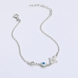 Gold Hamsa Hand Evil Eye Bracelet - 18K Gold Vermeil - Glamour Jewelry House