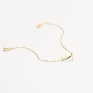 Personalized Name Bracelet with Heart Charm - 18K Gold Vermeil - Glamour Jewelry House