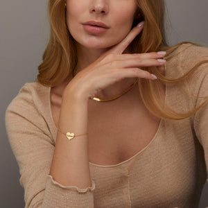 Personalized Name Bracelet with Heart Charm - 18K Gold Vermeil - Glamour Jewelry House