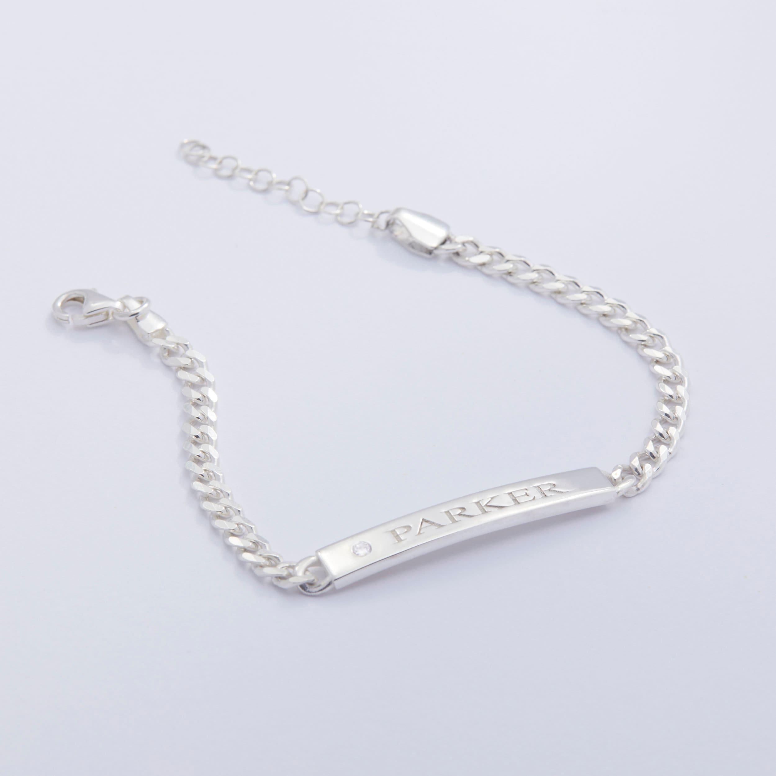 Personalized Silver Name Bracelet with Figaro Chain - 18K Gold Vermeil - Glamour Jewelry House