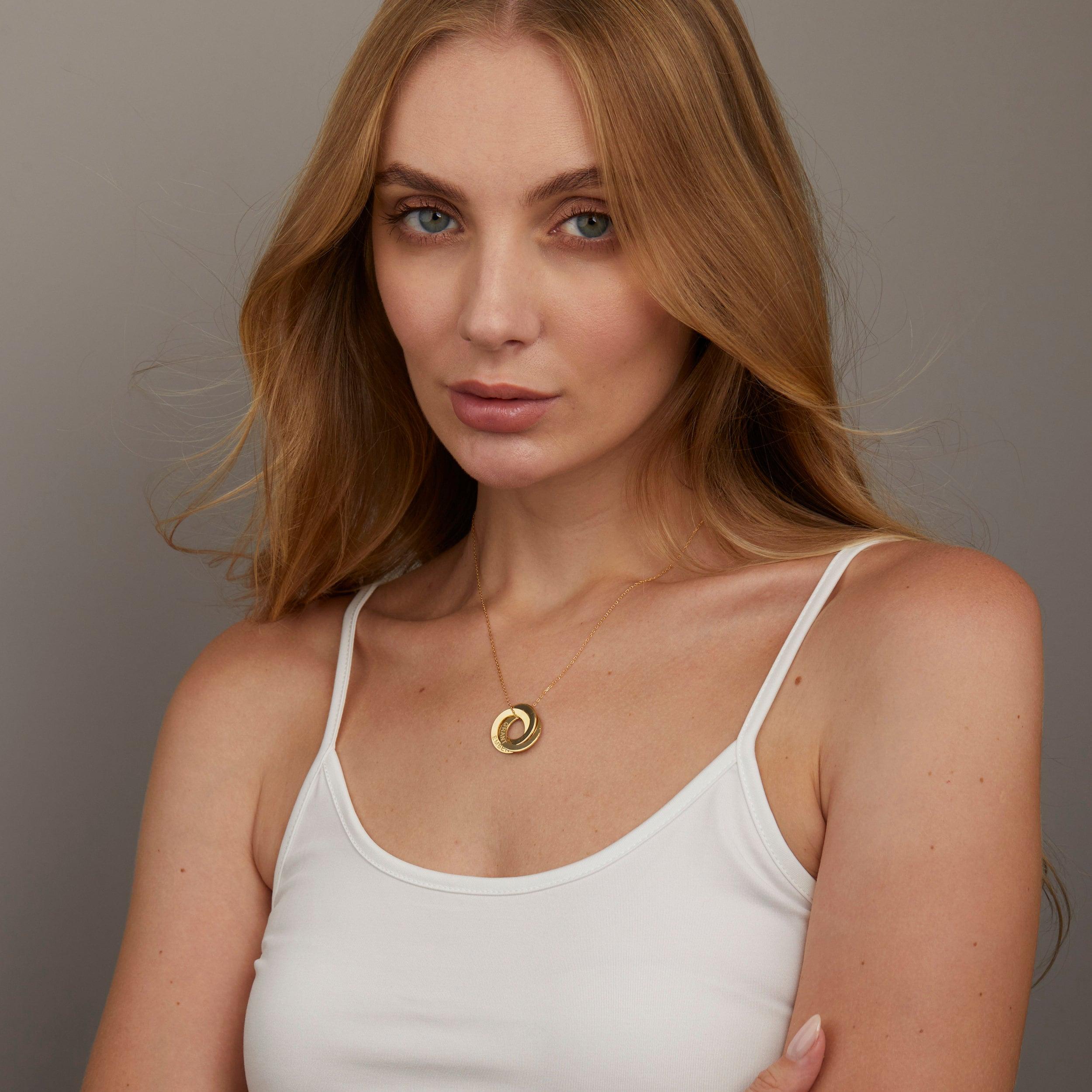 Multi Name Necklace with Silver Round Name Pendants - 18K Gold Vermeil - Glamour Jewelry House