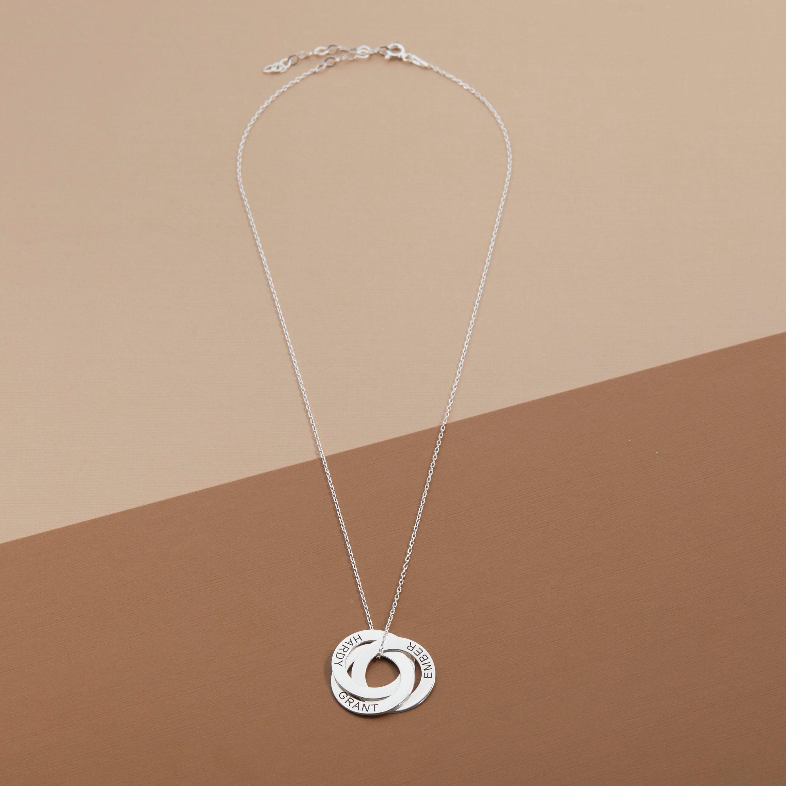 Multi Name Necklace with Silver Round Name Pendants - 18K Gold Vermeil - Glamour Jewelry House