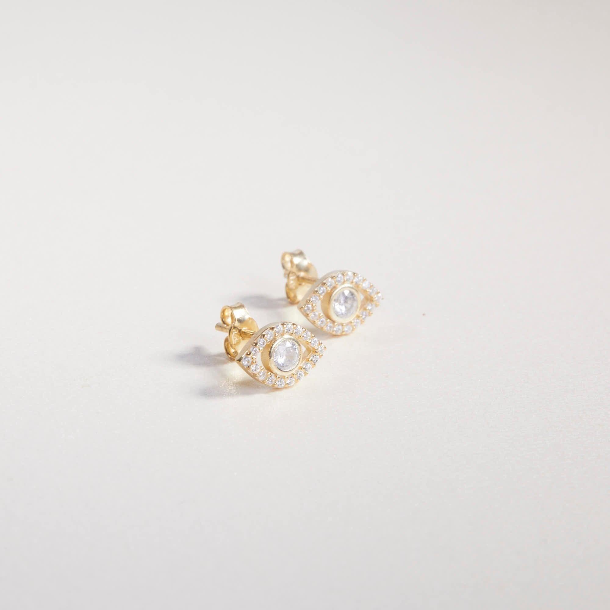 Evil Eye Stud Earrings - 18K Gold Vermeil - Glamour Jewelry House