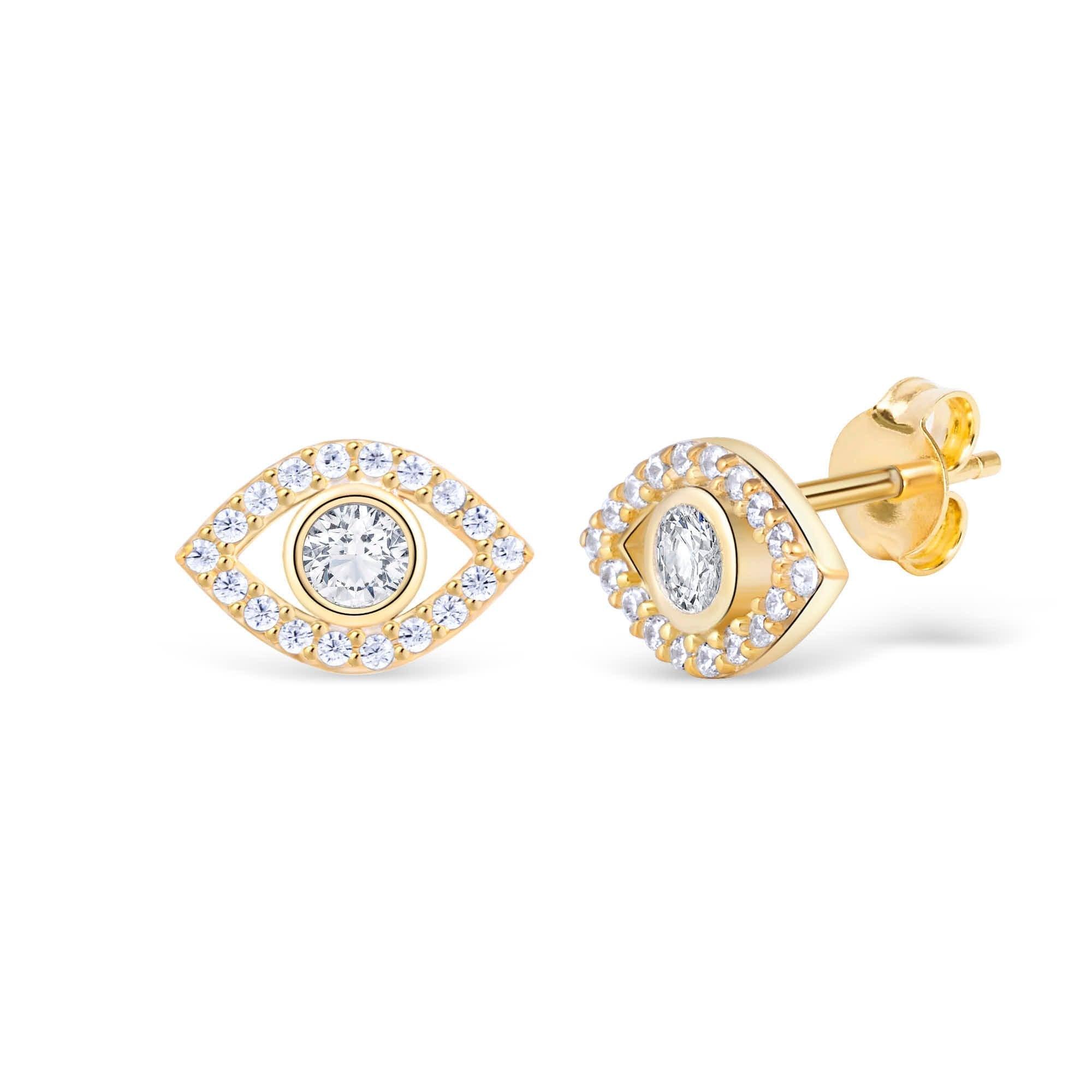 Evil Eye Stud Earrings - 18K Gold Vermeil - Glamour Jewelry House