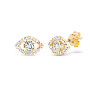 Evil Eye Stud Earrings - 18K Gold Vermeil - Glamour Jewelry House
