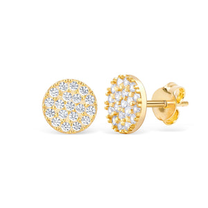 Pave CZ Diamond Circle Stud Earrings - 18K Gold Vermeil - Glamour Jewelry House