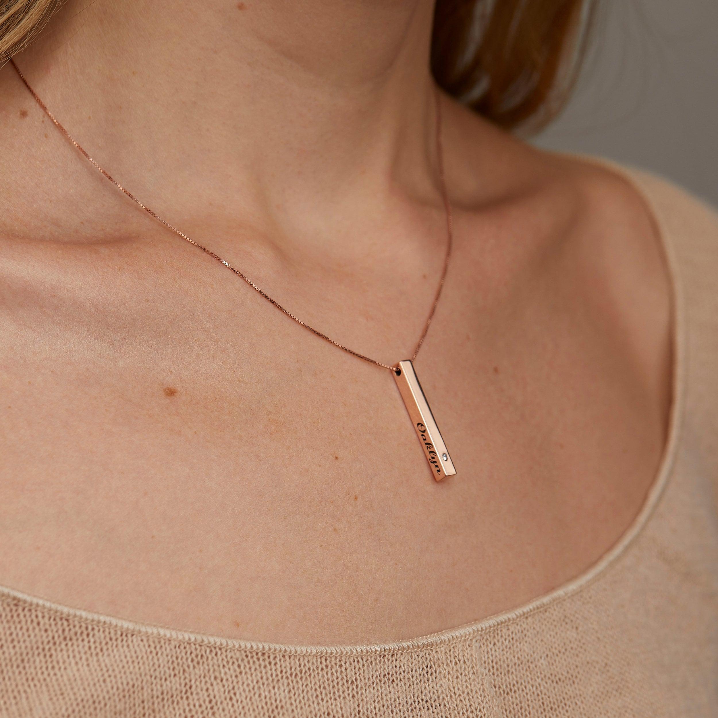 Personalized Bar Name Necklace with Birthstone - 18K Gold Vermeil - Glamour Jewelry House