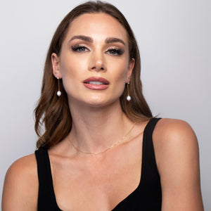 Pearl Drop Stud Earrings - 18K Gold Vermeil - Glamour Jewelry House