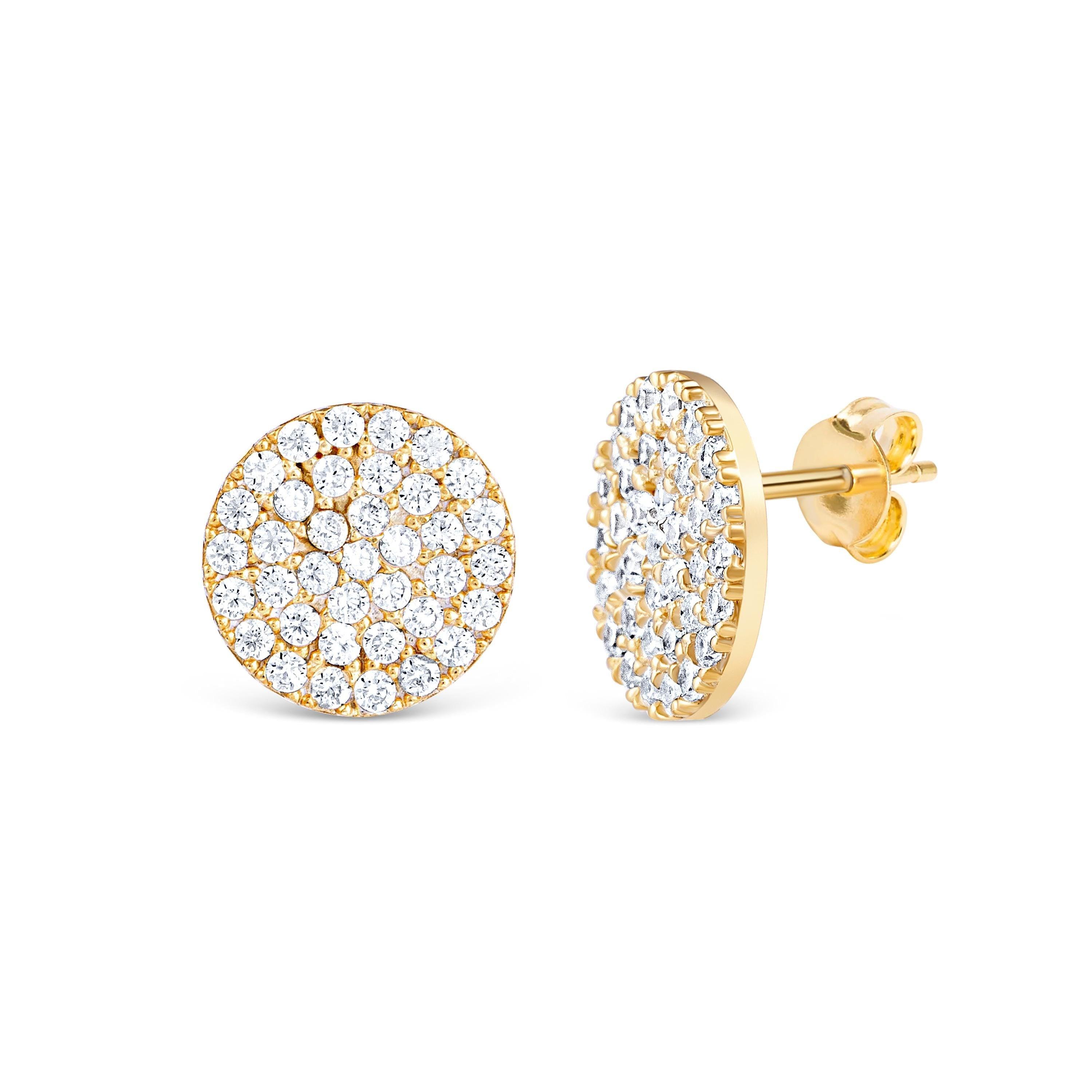 Pave Circle Stud Earrings - 18K Gold Vermeil - Glamour Jewelry House