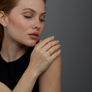 Beaded CZ Diamond Ring - 18K Gold Vermeil - Glamour Jewelry House