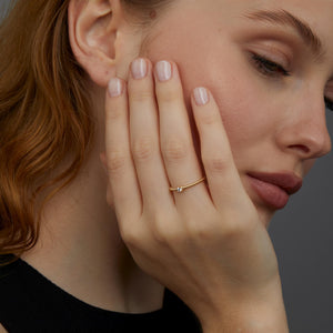 Beaded CZ Diamond Ring - 18K Gold Vermeil - Glamour Jewelry House