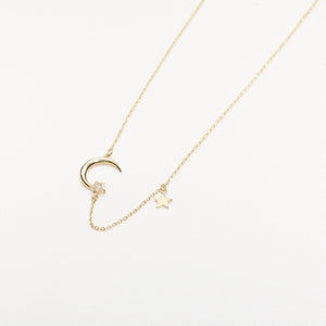 Moon and Star Necklace - 18K Gold Vermeil - Glamour Jewelry House