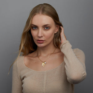 Personalized Name Necklace with Charms and Pearl - 18K Gold Vermeil - Glamour Jewelry House