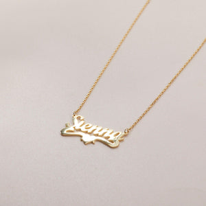 Name Necklace with Heart - 18K Gold Vermeil - Glamour Jewelry House