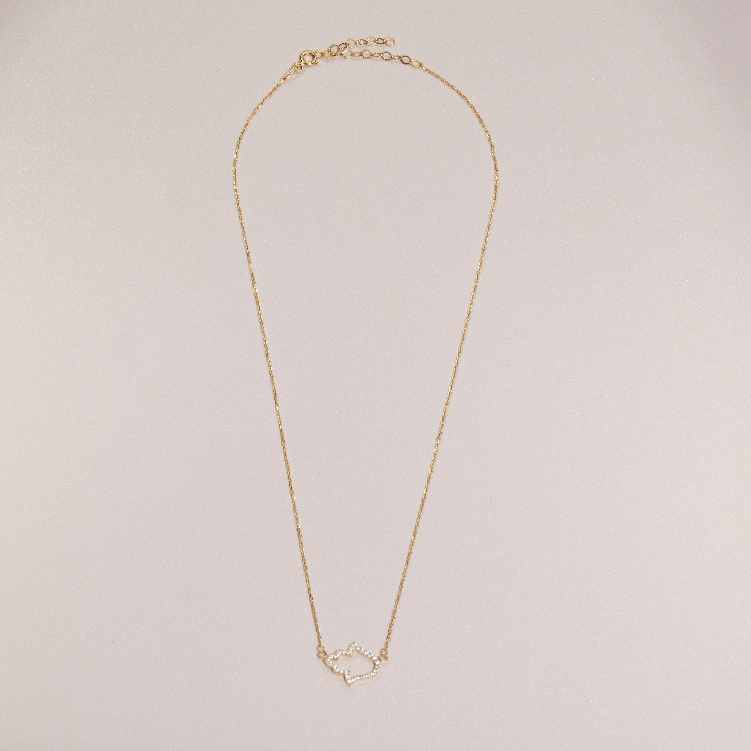 Pave Hamsa Hand Necklace - 18K Gold Vermeil - Glamour Jewelry House