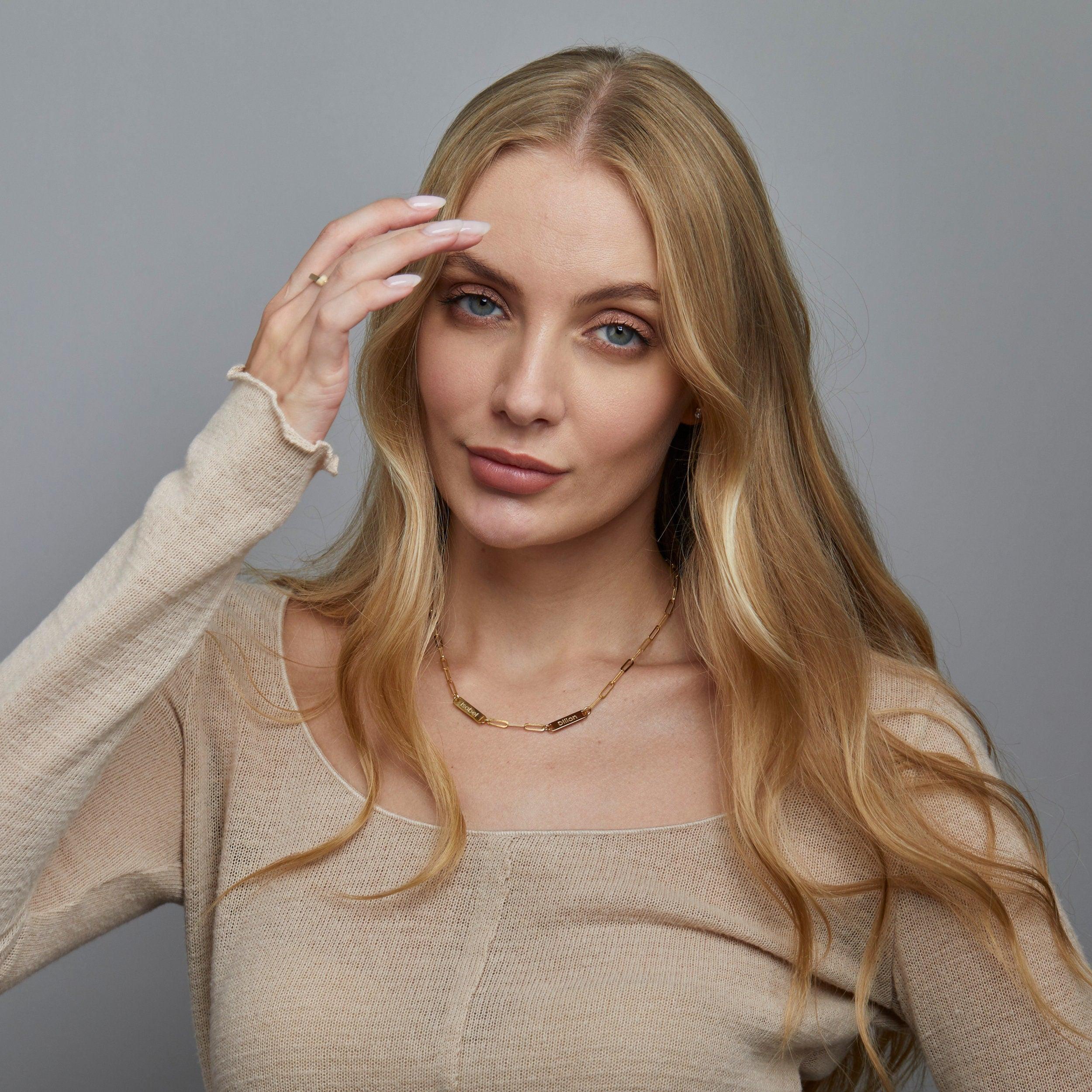 Name Necklace with Paperclip Chain - 18K Gold Vermeil - Glamour Jewelry House