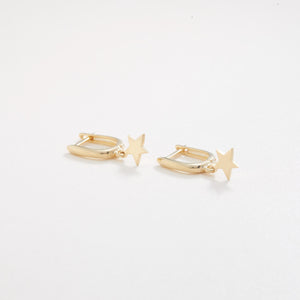 Dangling Star Hoop Earrings - 18K Gold Vermeil - Glamour Jewelry House