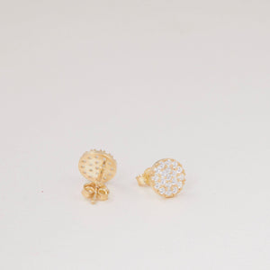 Pave CZ Diamond Circle Stud Earrings - 18K Gold Vermeil - Glamour Jewelry House