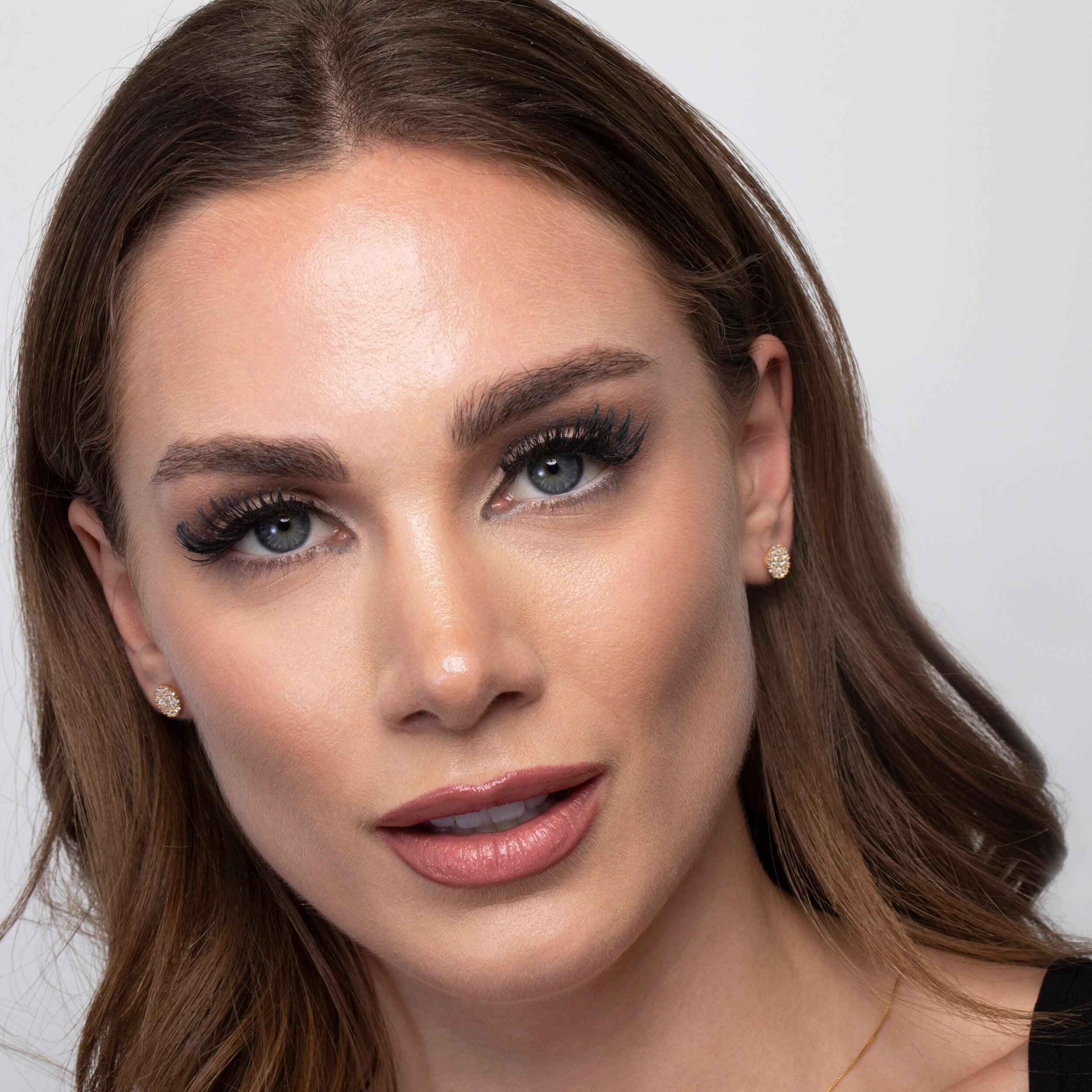 Pave CZ Diamond Circle Stud Earrings - 18K Gold Vermeil - Glamour Jewelry House