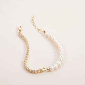 Dainty Freshwater Pearl Tennis Bracelet - 18K Gold Vermeil - Glamour Jewelry House