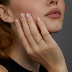 Beaded CZ Diamond Ring - 18K Gold Vermeil - Glamour Jewelry House