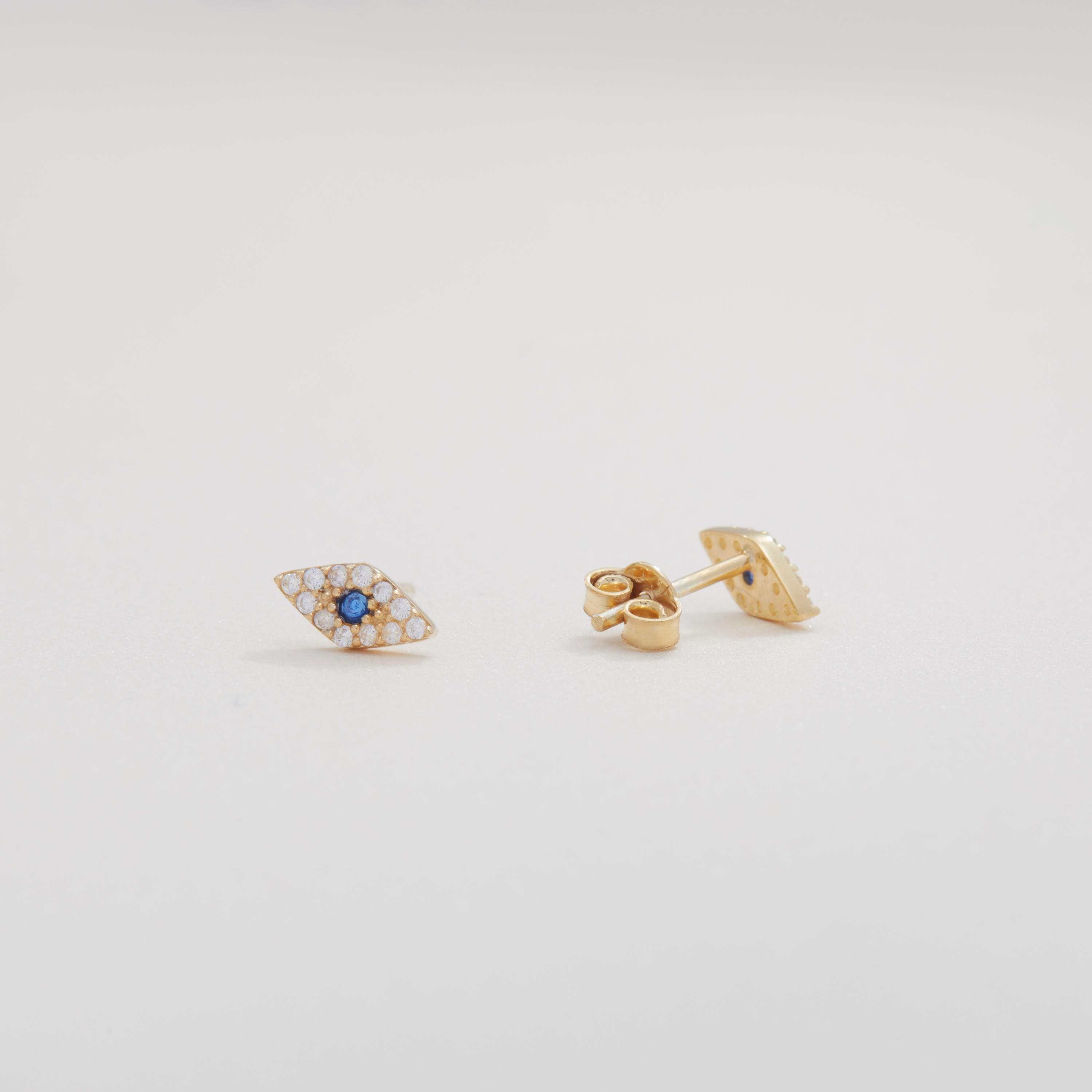 Evil Eye Stud Earrings - 18K Gold Vermeil - Glamour Jewelry House