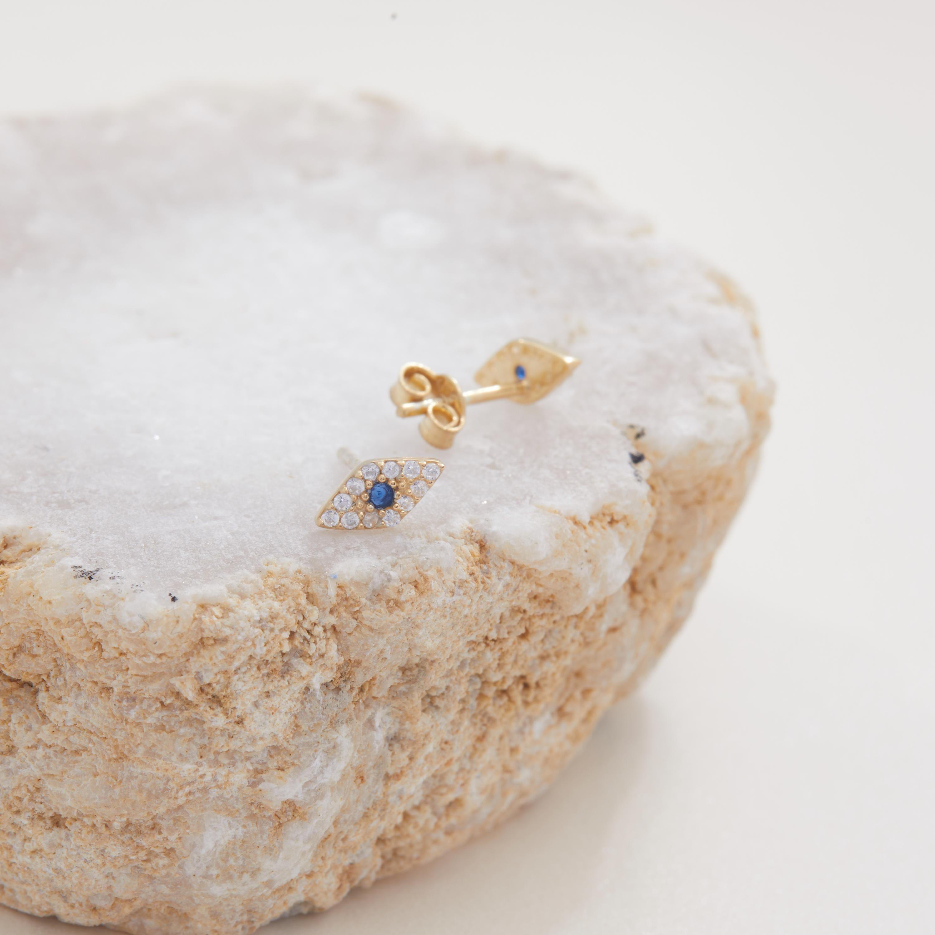 Evil Eye Stud Earrings - 18K Gold Vermeil - Glamour Jewelry House