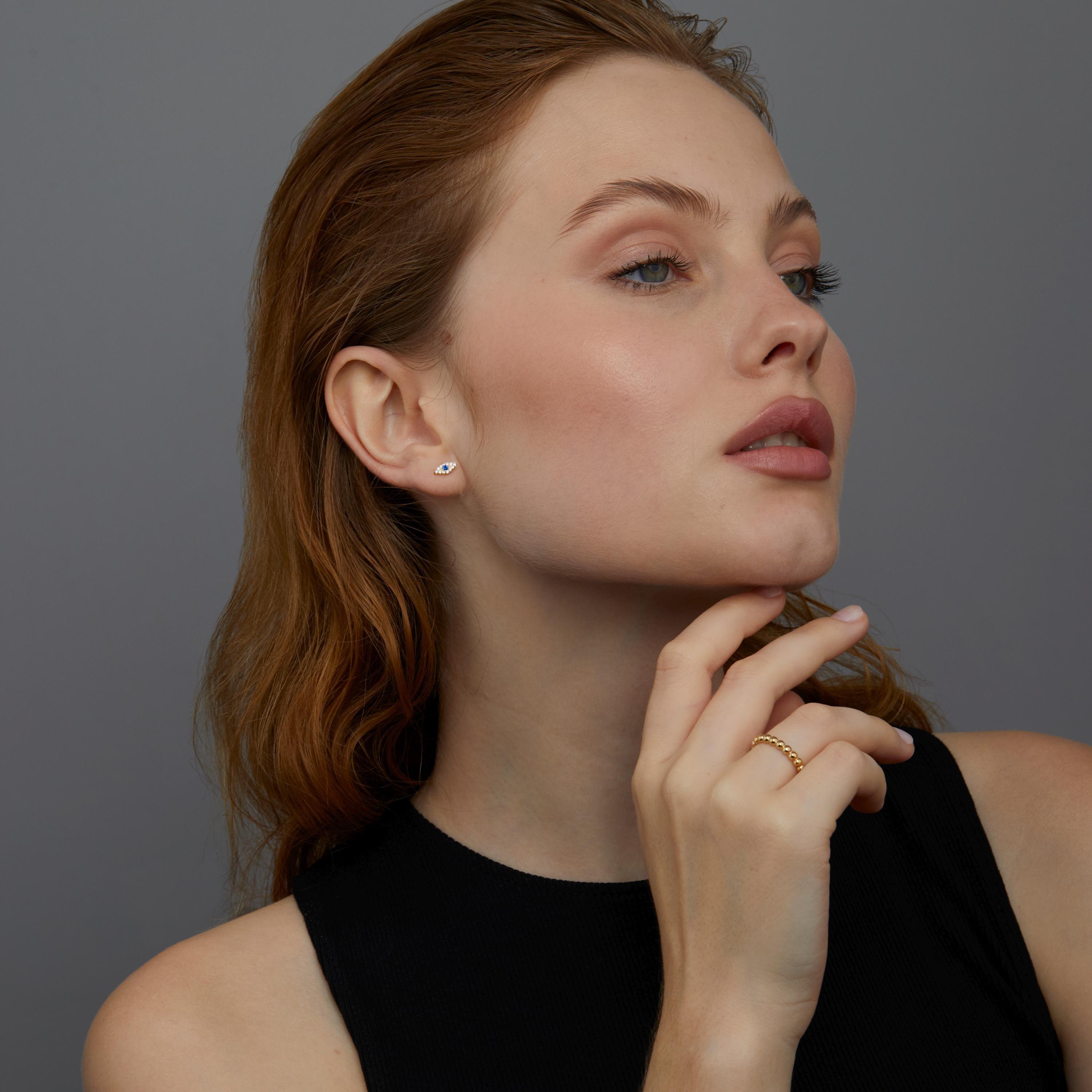 Evil Eye Stud Earrings - 18K Gold Vermeil - Glamour Jewelry House