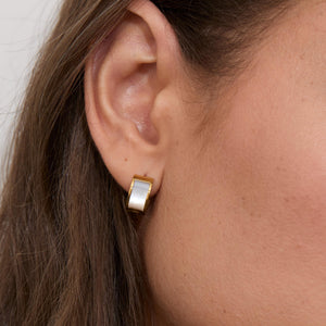 18K Gold Mother of Pearl Hoop Earrings - Glamour Jewelry House