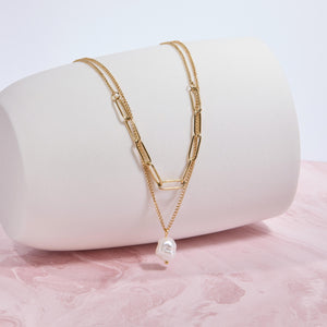Double Chain Pearl Necklace - Glamour Jewelry House