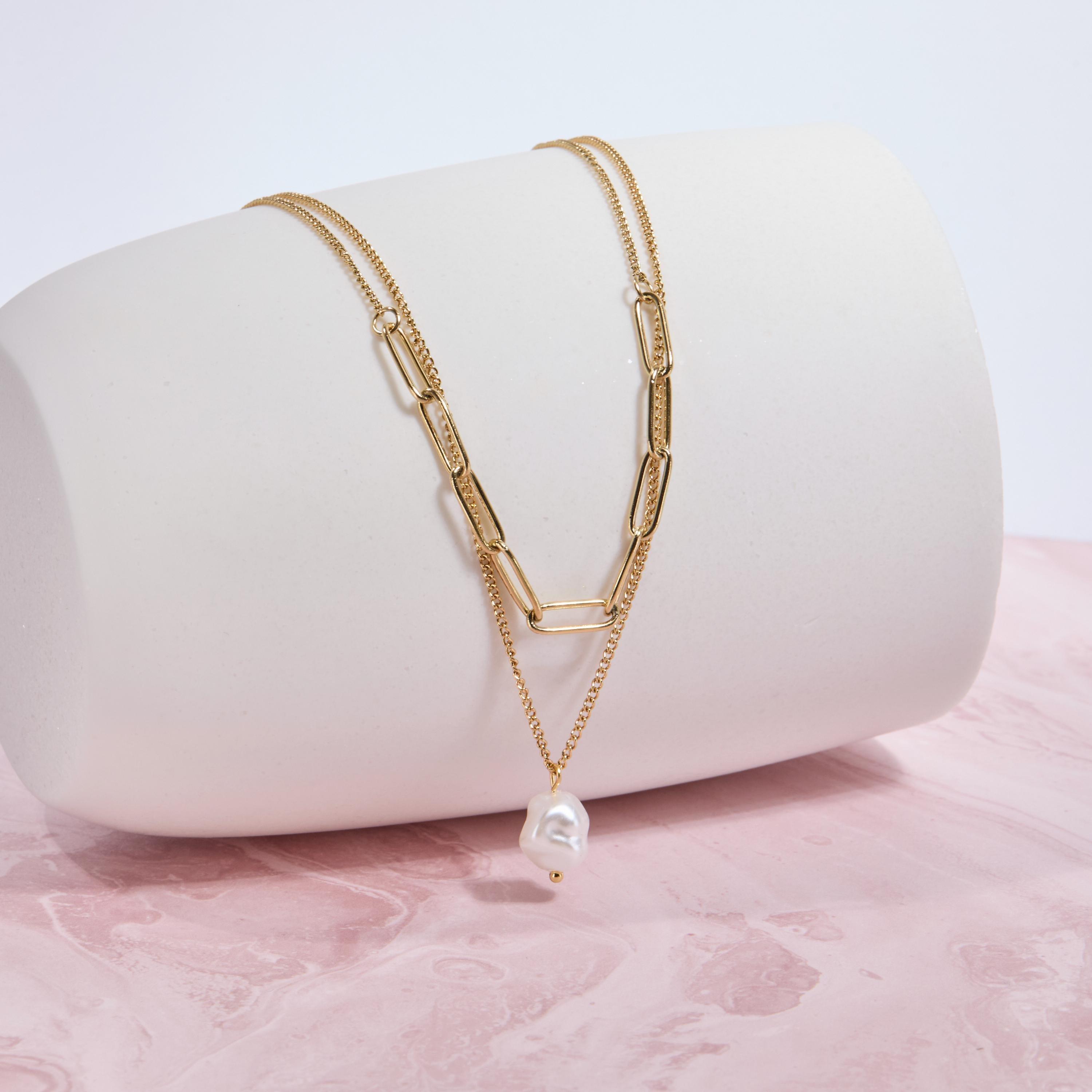 Double Chain Pearl Necklace - Glamour Jewelry House