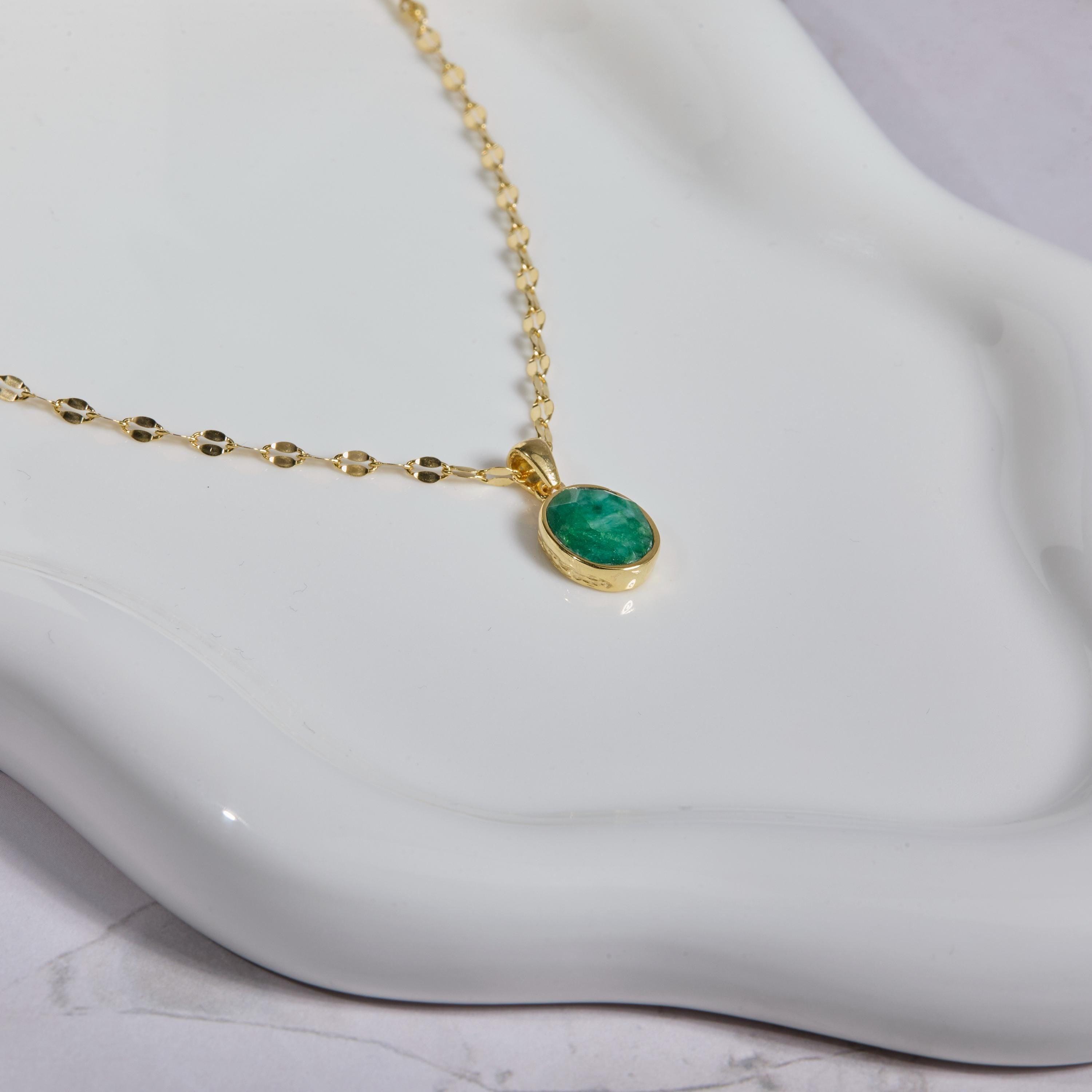 Natural Birthstone Necklace - 18K Gold Vermeil - Glamour Jewelry House