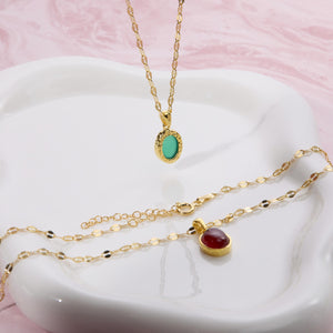 Natural Birthstone Necklace - 18K Gold Vermeil - Glamour Jewelry House