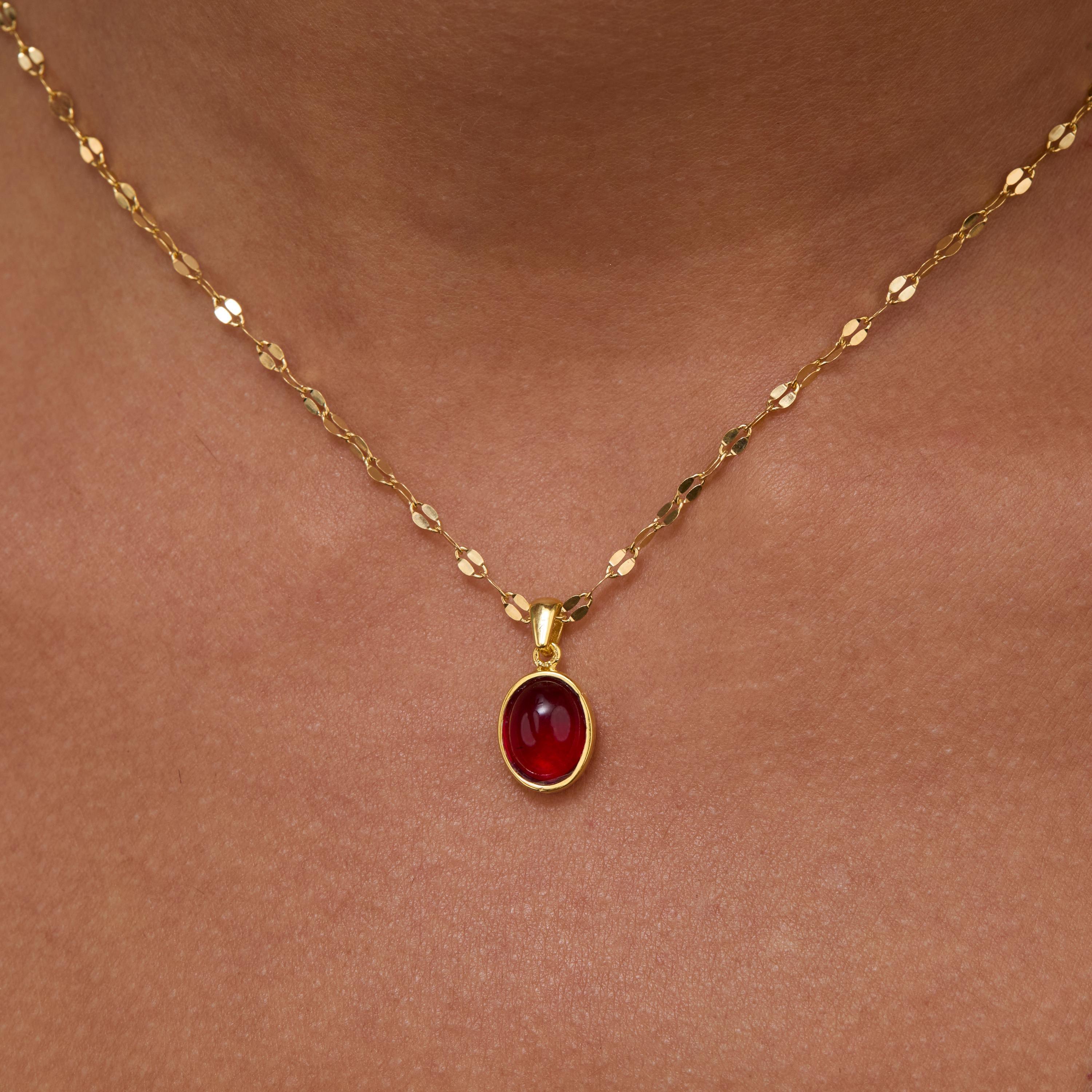 Natural Birthstone Necklace - 18K Gold Vermeil - Glamour Jewelry House