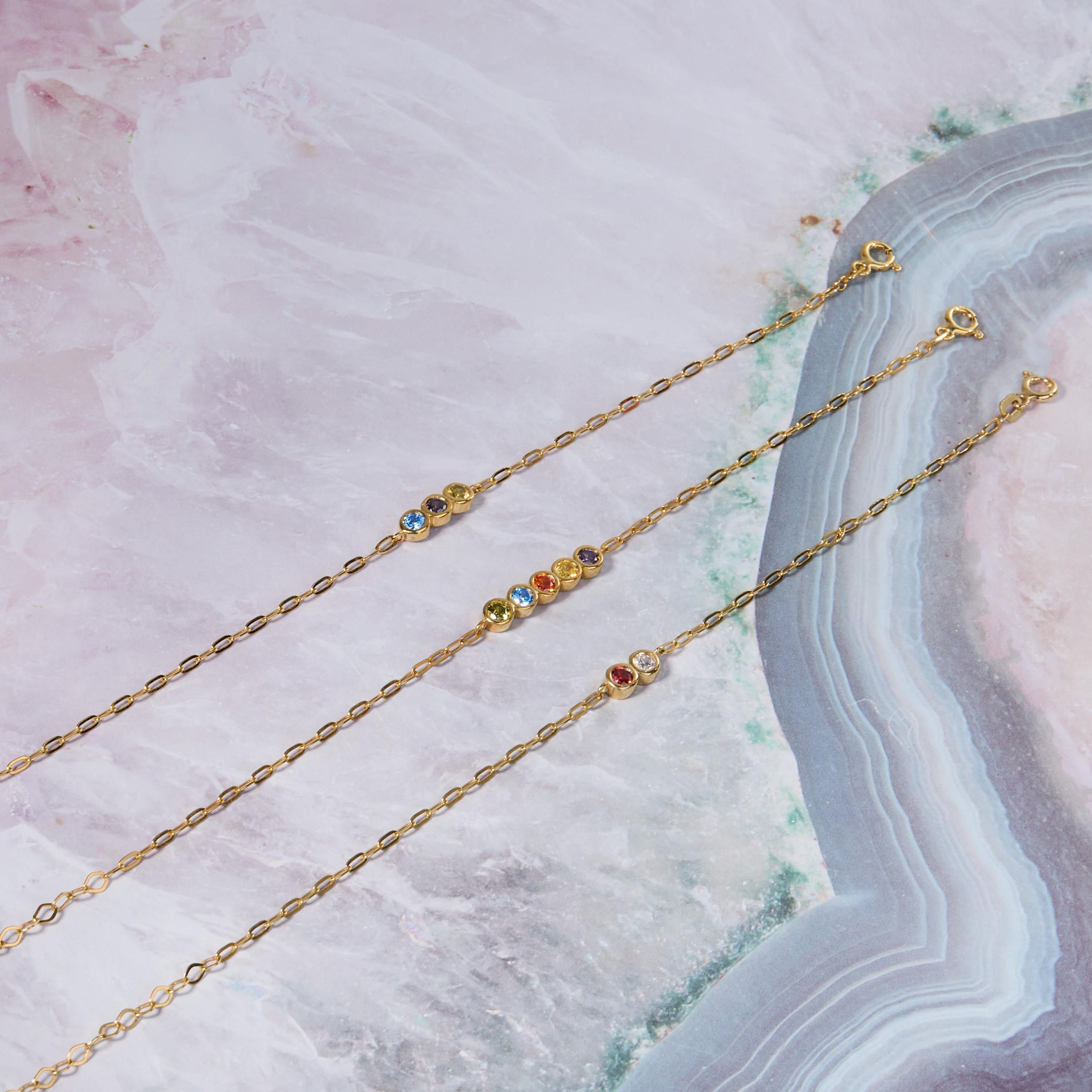 Family Birthstone Bracelet - 18K Gold Vermeil - Glamour Jewelry House