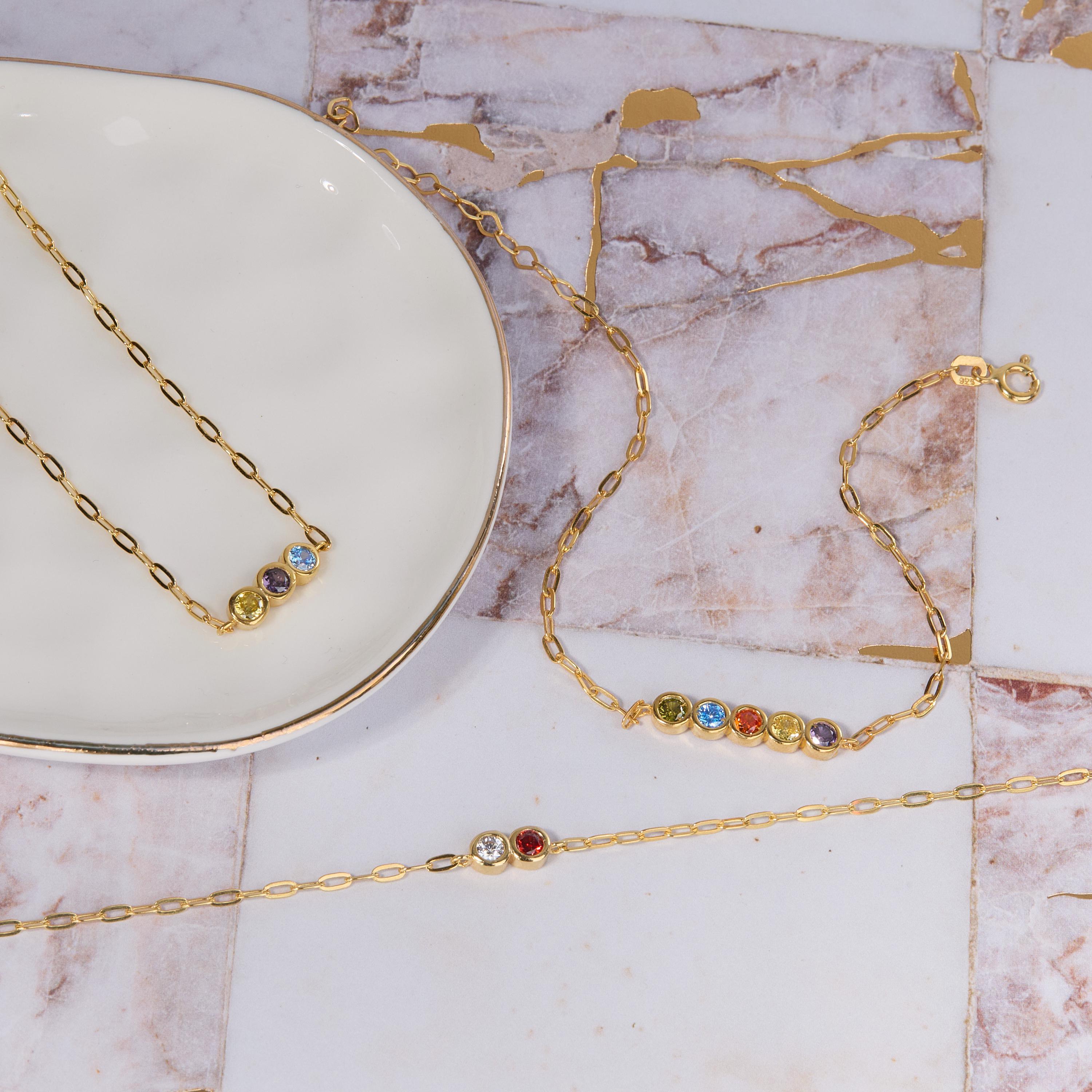 Family Birthstone Bracelet - 18K Gold Vermeil - Glamour Jewelry House