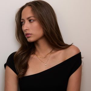 Herringbone Solitaire CZ Diamond Double Necklace - Glamour Jewelry House