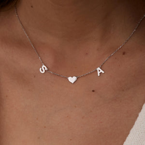 Heart and Initial Necklace - 18K Gold Vermeil - Glamour Jewelry House