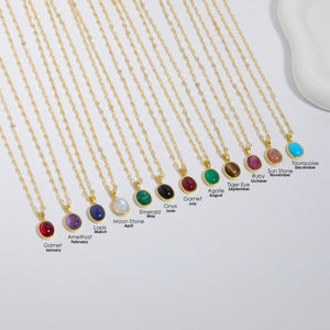 Natural Birthstone Necklace - 18K Gold Vermeil - Glamour Jewelry House