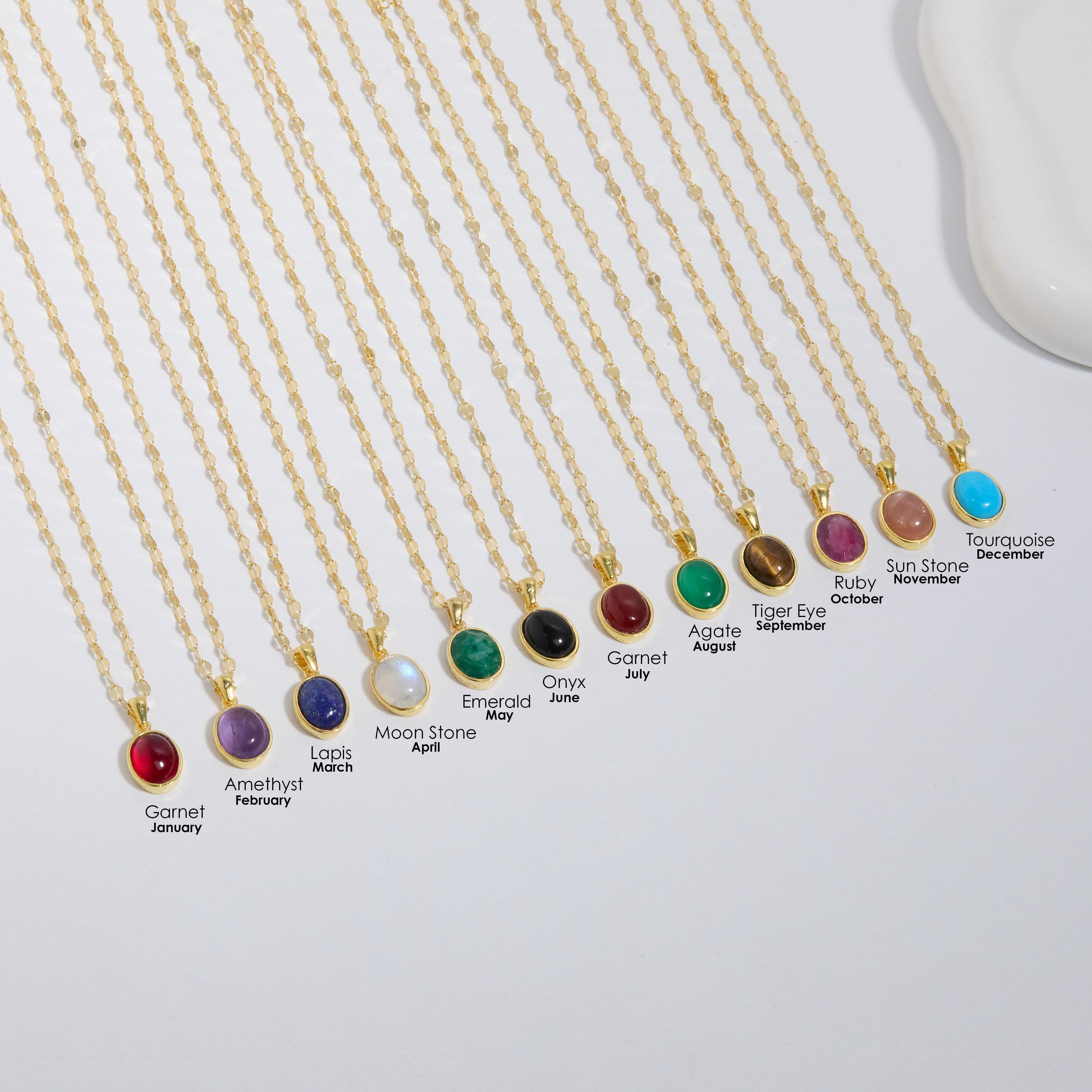 Natural Birthstone Necklace - 18K Gold Vermeil - Glamour Jewelry House