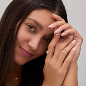 Birth Flower Ring with Birthsone - 18K Gold Vermeil - Glamour Jewelry House