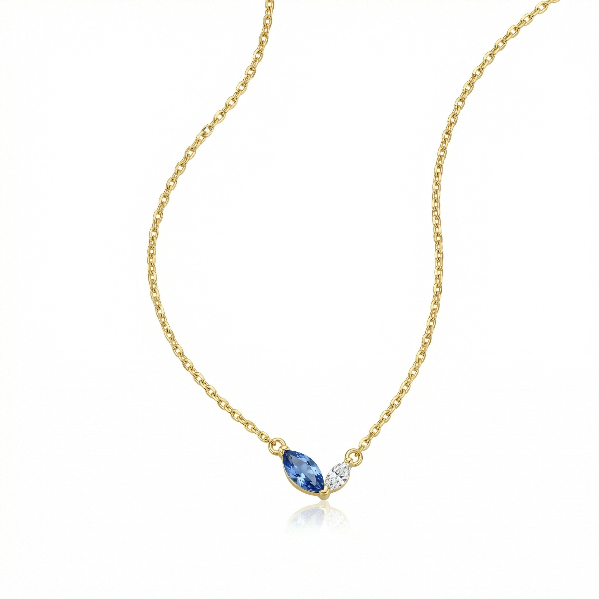 Marquese Double Birthstone Necklace in 18K Gold Vermeil with Birthstone. Tarnish-resistant, perfect for daily wear.