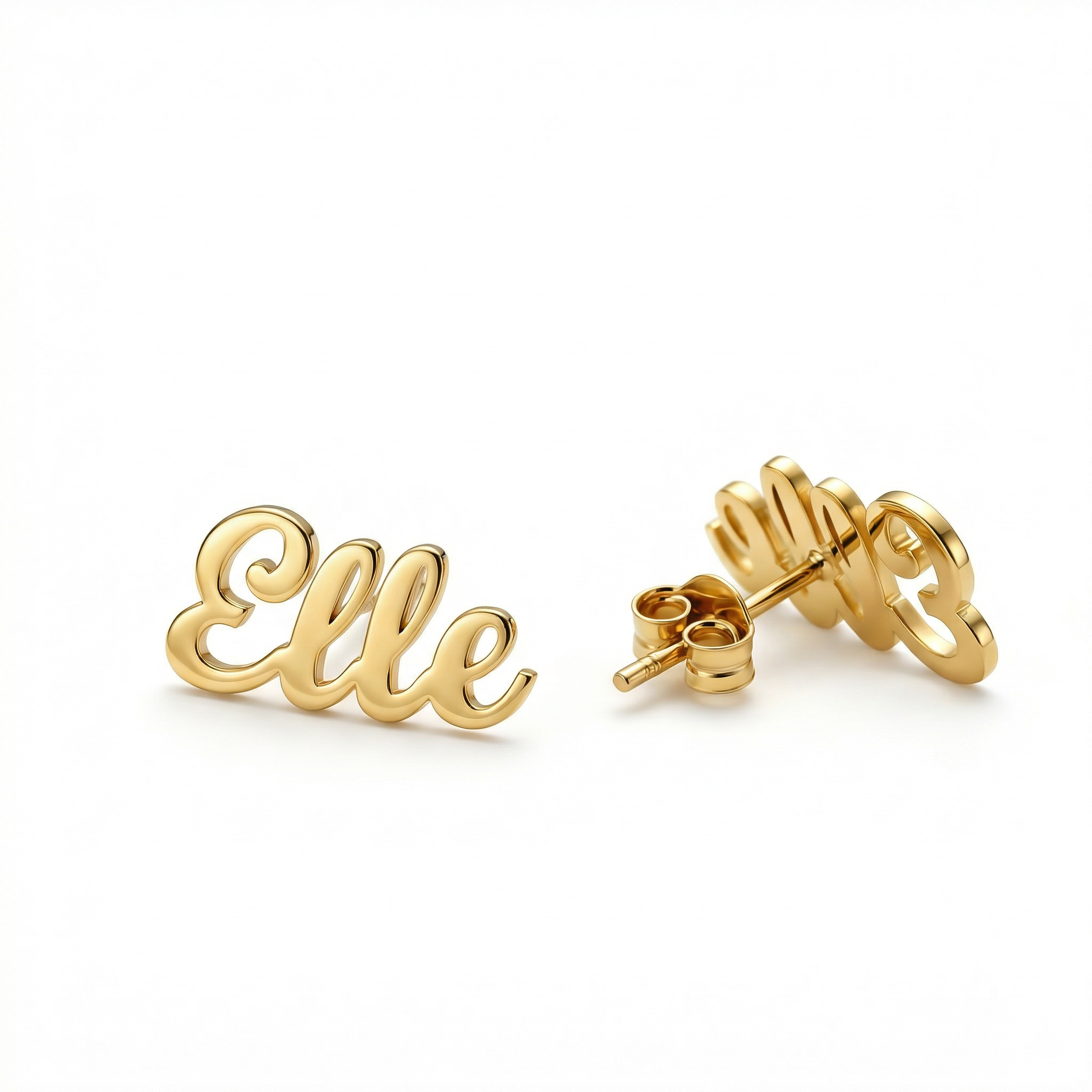 Name Earring in 18K Gold Vermeil. No green marks, perfect for daily wear.