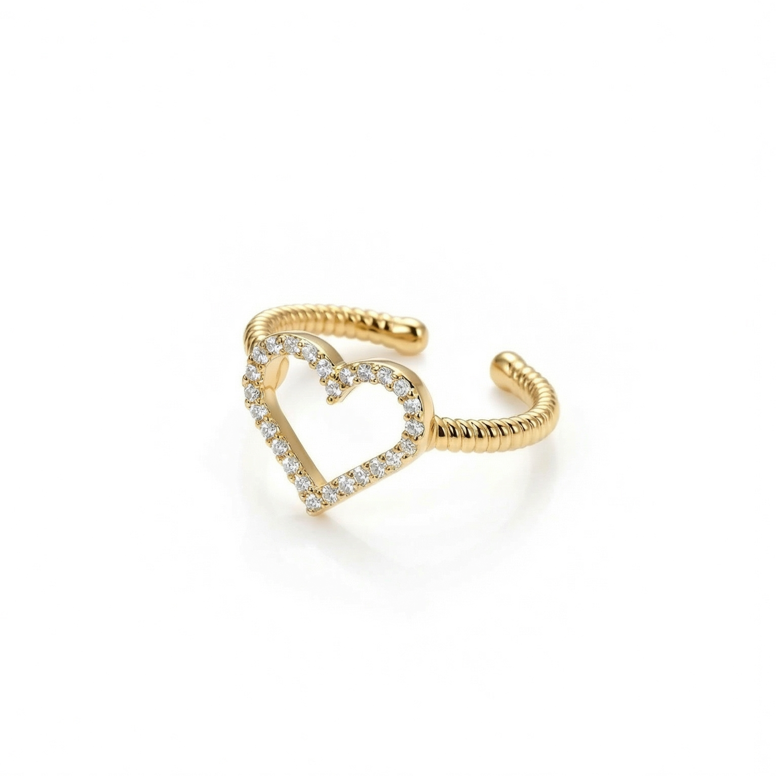 Pavé Heart Ring in 18K Gold Vermeil with CZ Diamond. Tarnish-resistant, perfect for daily wear.