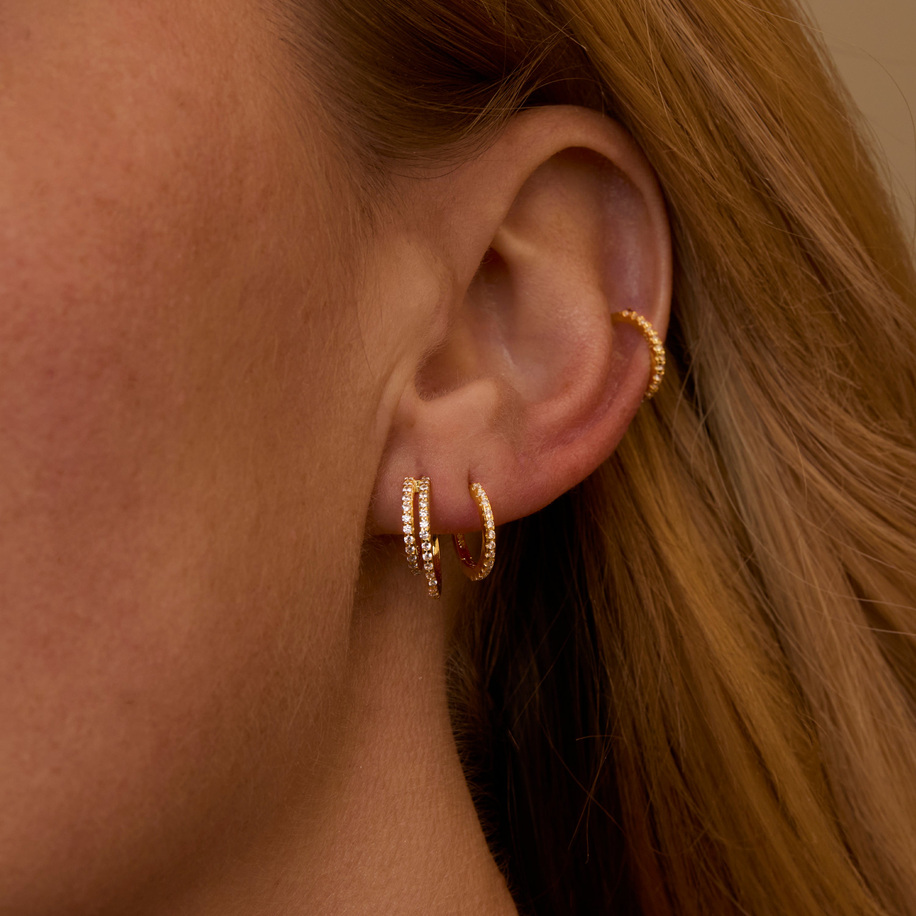 Double Hoop Pave Earring Set - 18k Gold Vermeil