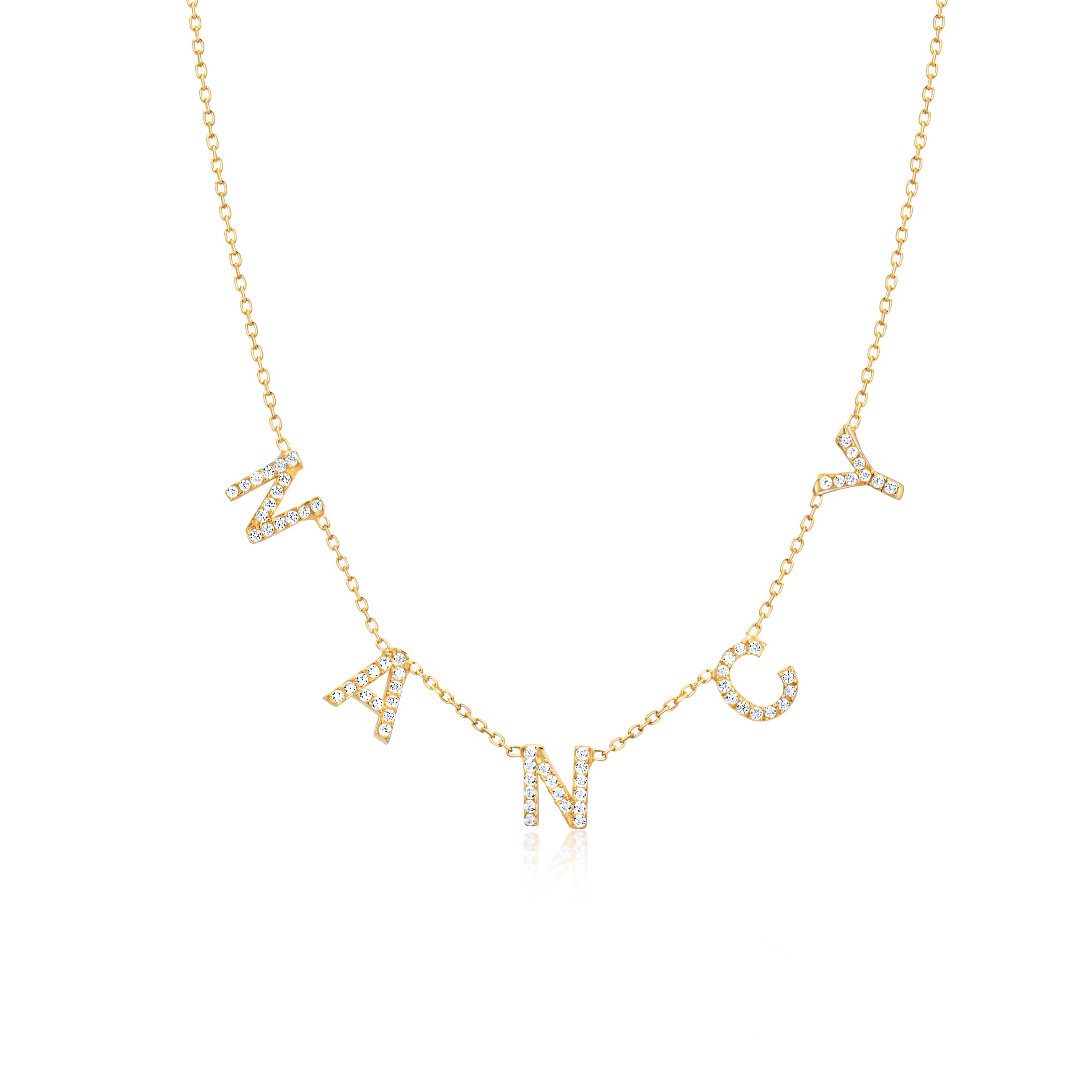 Pavé Initials Necklace in 18K Gold Vermeil with CZ Diamond. Tarnish-resistant, perfect for daily wear.
