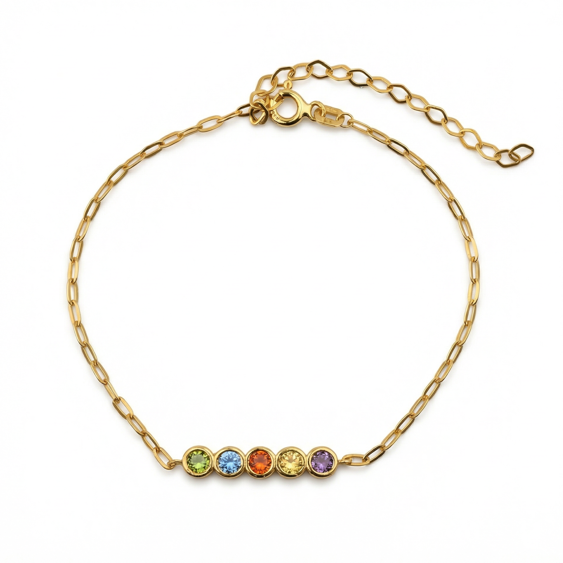 Personalized Birthstone Bracelet in 18K Gold Vermeil with Birthstone. Tarnish-resistant, perfect for daily wear.